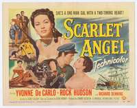 r549 SCARLET ANGEL movie title lobby card '52 Rock Hudson, Yvonne DeCarlo