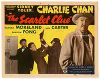 r550 SCARLET CLUE movie title lobby card '45 Sidney Toler as Charlie Chan!