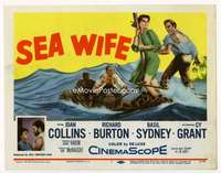 r554 SEA WIFE movie title lobby card '57 Joan Collins, Richard Burton