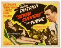 r557 SEVEN SINNERS movie title lobby card R48 Marlene Dietrich, John Wayne
