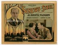 r567 SINEWS OF STEEL movie title lobby card '27 father & son steel mills!