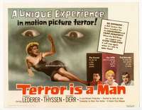 r613 TERROR IS A MAN movie title lobby card '59 Wells, sexy Greta Thyssen!