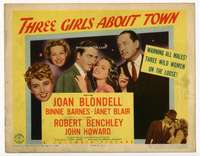 r622 THREE GIRLS ABOUT TOWN movie title lobby card '41 Joan Blondell
