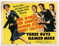 r623 THREE GUYS NAMED MIKE movie title lobby card '51 Jane Wyman, Keel