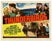 r627 THUNDERBIRDS movie title lobby card '52 John Derek, John Barrymore
