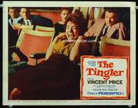 r183 TINGLER movie lobby card #7 '59 girl strangled in chair, Percepto!
