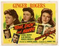 r635 TOM, DICK & HARRY movie title lobby card '41 pretty Ginger Rogers!