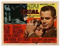 r643 TRIAL movie title lobby card '55 Glenn Ford, racial prejudice!