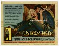 r657 UNHOLY WIFE movie title lobby card '57 half devil bad girl Diana Dors!