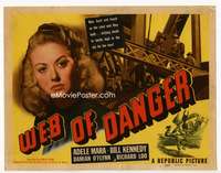 r671 WEB OF DANGER movie title lobby card '47 super sexy Adele Mara!