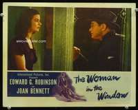 r194 WOMAN IN THE WINDOW movie lobby card '44 Robinson & Joan Bennett!