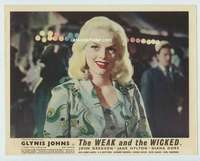 t013 WEAK & THE WICKED movie English lobby card '54 Diana Dors c/u!