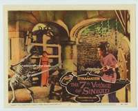 t316 7th VOYAGE OF SINBAD movie lobby card #6 '58 skeleton battle!