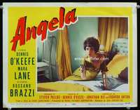 t309 ANGELA movie lobby card #2 '55 sexy Mara Lane in bed with gun!