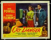 t282 CRY DANGER signed movie lobby card #7 '51 Rhonda Fleming