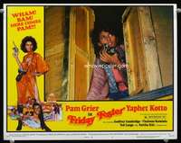 t258 FRIDAY FOSTER movie lobby card #8 '76 sexy Pam Grier close up!