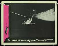 t198 MAN ESCAPED movie lobby card '56 Robert Bresson French classic!