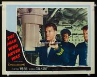 t195 MAN WHO NEVER WAS movie lobby card #6 '56 by submarine periscope!