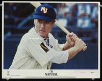 t173 NATURAL movie lobby card #7 '84 Robert Redford hitting a homer!