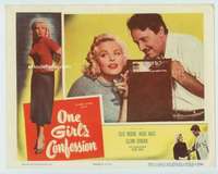 t163 ONE GIRL'S CONFESSION movie lobby card '53 bad girl Cleo Moore!