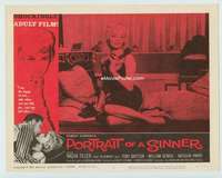 t151 PORTRAIT OF A SINNER movie lobby card #5 '61 sexy bad girl!