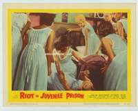 t135 RIOT IN JUVENILE PRISON movie lobby card #5 '59 group catfight!