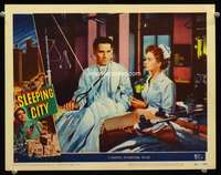 t109 SLEEPING CITY movie lobby card #3 '50 Richard Conte, Coleen Gray