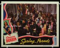 t092 SPRING PARADE movie lobby card '40 Durbin in huge crowd!