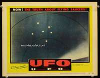 t025 UFO movie lobby card #7 '56 cool flying saucer sci-fi documentary!