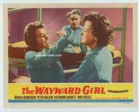 t014 WAYWARD GIRL movie lobby card #3 '57 prison females fight!