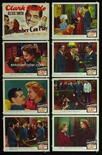 v173 ANY NUMBER CAN PLAY 8 movie lobby cards '49 Gable, Alexis Smith