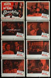 v183 BACKFIRE 8 movie lobby cards '50 Virginia Mayo, Gordon MacRae