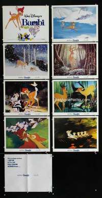 v184 BAMBI 8 movie lobby cards R70s Walt Disney cartoon classic!
