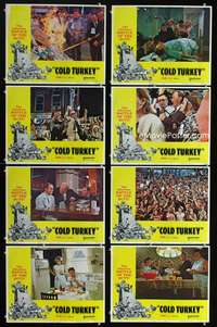 v250 COLD TURKEY 8 movie lobby cards '71 entire town quits smoking!