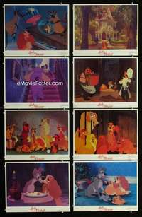 v416 LADY & THE TRAMP 8 movie lobby cards R80s Walt Disney classic!