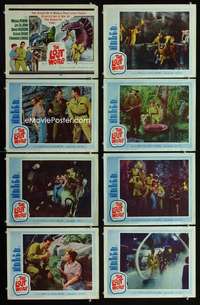 v437 LOST WORLD 8 movie lobby cards '60 Michael Rennie, dinosaurs!