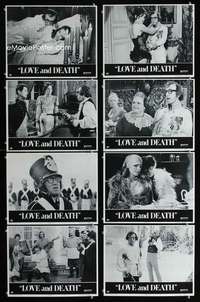 v438 LOVE & DEATH 8 movie lobby cards 75 Woody Allen, Diane Keaton