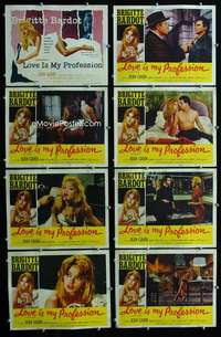v439 LOVE IS MY PROFESSION 8 movie lobby cards '59 sexy Brigitte Bardot!