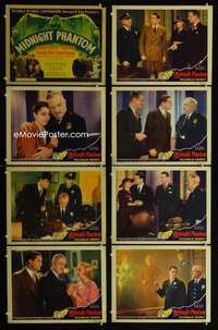 v458 MIDNIGHT PHANTOM 8 movie lobby cards '35 Reginald Denny mystery!