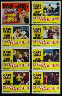 v474 NEVER LET ME GO 8 movie lobby cards '53 Clark Gable, Gene Tierney