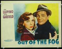 v095 OUT OF THE FOG movie lobby card '41 Lupino & Garfield close up!
