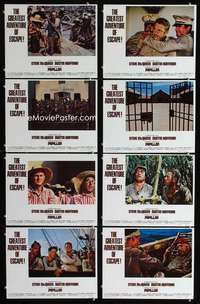 v501 PAPILLON 8 movie lobby cards '74 Steve McQueen, Dustin Hoffman