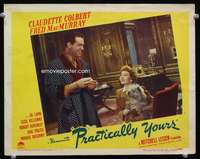 v101 PRACTICALLY YOURS movie lobby card #6 '44 Colbert, MacMurray
