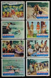 v532 RIDE THE WILD SURF 8 movie lobby cards '64 Fabian surfing classic!