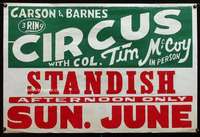 w015 CARSON & BARNES 3-RING CIRCUS circus poster c50s