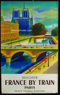 w020 DISCOVER FRANCE BY TRAIN travel poster '57 Nathan