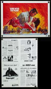 w221 GONE WITH THE WIND VIDEO two-sided video movie poster '85