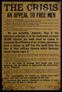 w003 APPEAL TO FREE MEN English war poster c16 WWI!