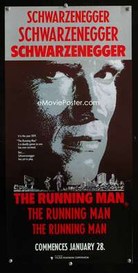 y364 RUNNING MAN advance Aust daybill movie poster '87 Schwarzenegger