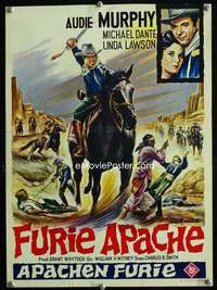 y529 APACHE RIFLES Belgian movie poster '64 Audie Murphy on horseback!